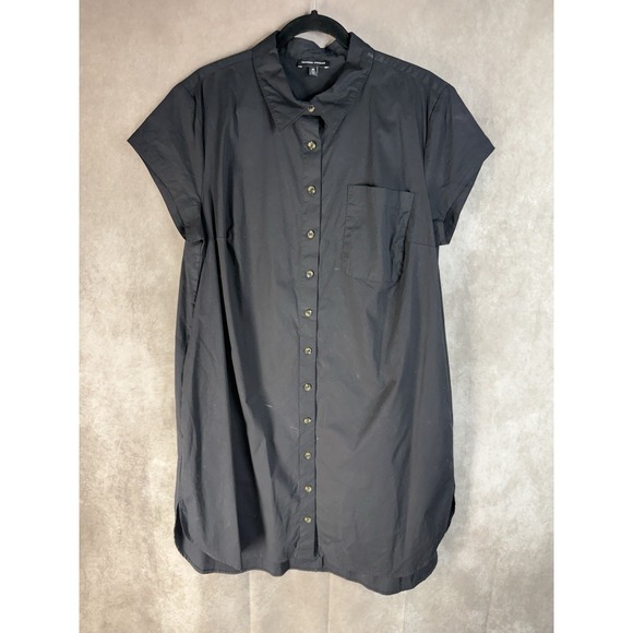 Universal Dresses & Skirts - Universal Standard Stretch Poplin Short Sleeve Shirtdress In Black XS 10/12